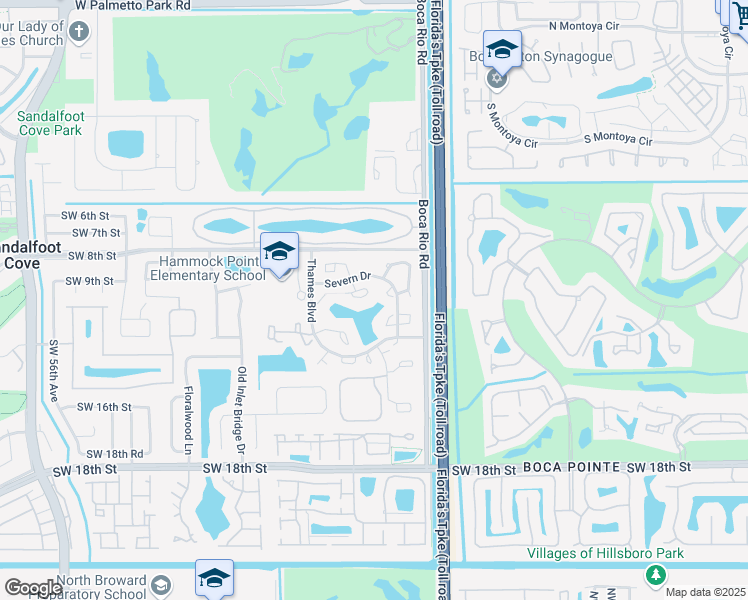 map of restaurants, bars, coffee shops, grocery stores, and more near 8200 Severn Drive in Boca Raton
