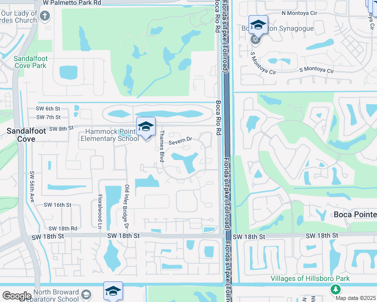 map of restaurants, bars, coffee shops, grocery stores, and more near 8200 Severn Drive in Boca Raton