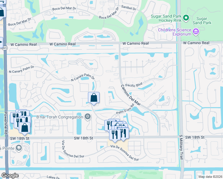 map of restaurants, bars, coffee shops, grocery stores, and more near 22846 Ironwedge Drive in Boca Raton