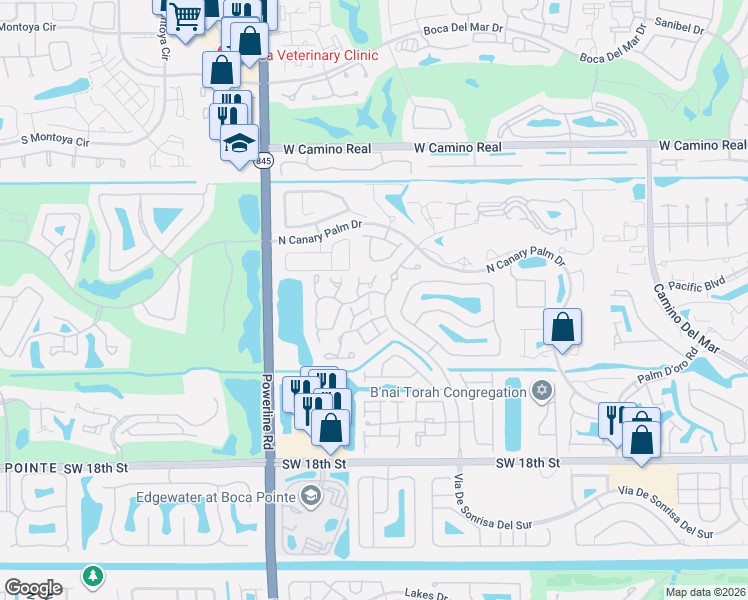 map of restaurants, bars, coffee shops, grocery stores, and more near 6687 Montego Bay Boulevard in Boca Raton