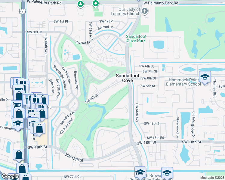 map of restaurants, bars, coffee shops, grocery stores, and more near 9370 Southwest 8th Street in Boca Raton