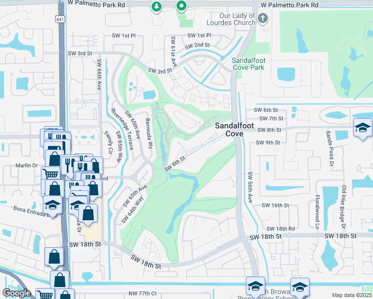 map of restaurants, bars, coffee shops, grocery stores, and more near 9355 Southwest 8th Street in Boca Raton