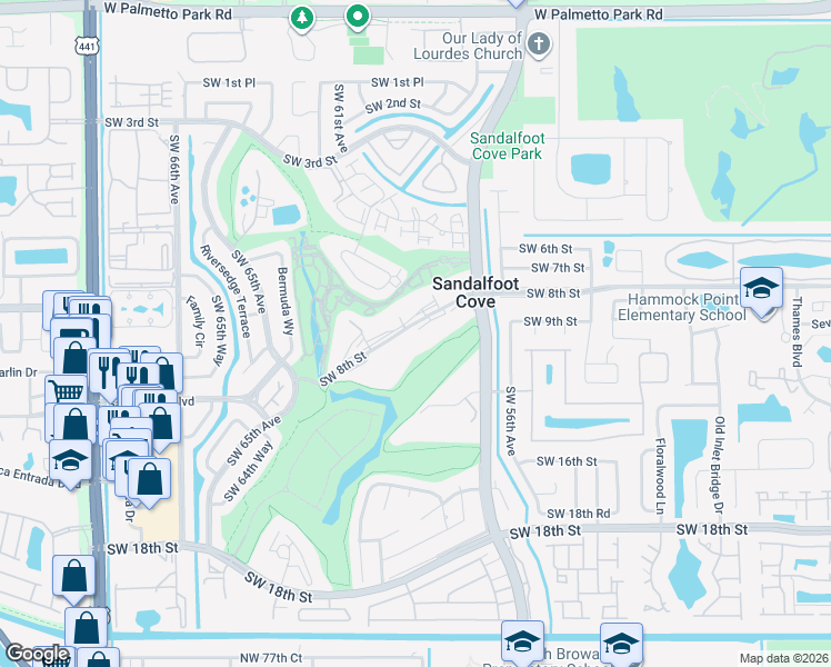 map of restaurants, bars, coffee shops, grocery stores, and more near 9370 Southwest 8th Street in Boca Raton