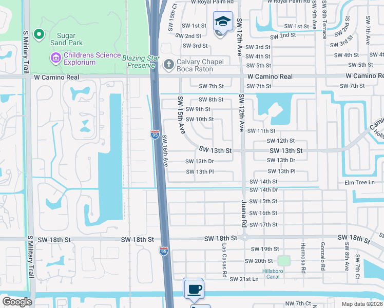 map of restaurants, bars, coffee shops, grocery stores, and more near 1311 Southwest 14th Avenue in Boca Raton