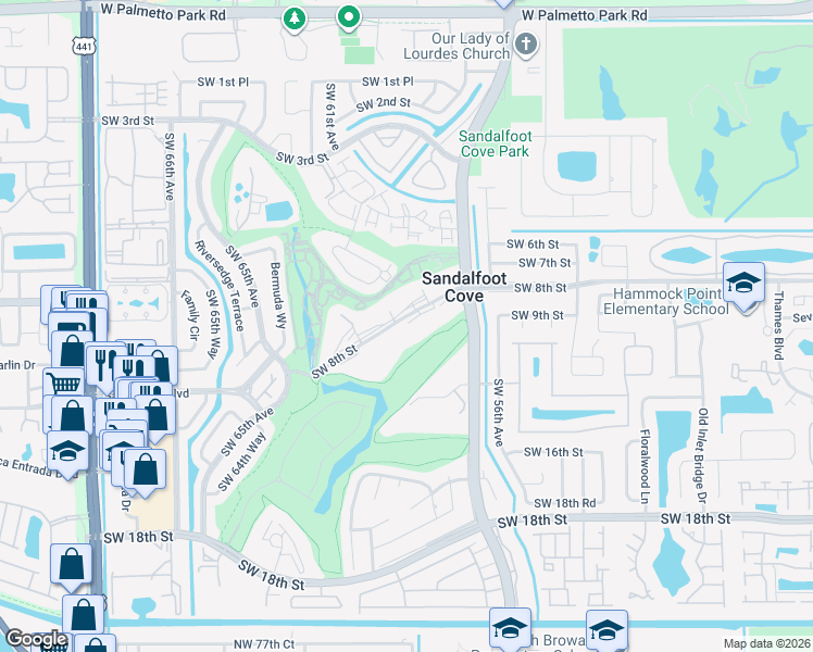 map of restaurants, bars, coffee shops, grocery stores, and more near 9370 Southwest 8th Street in Boca Raton