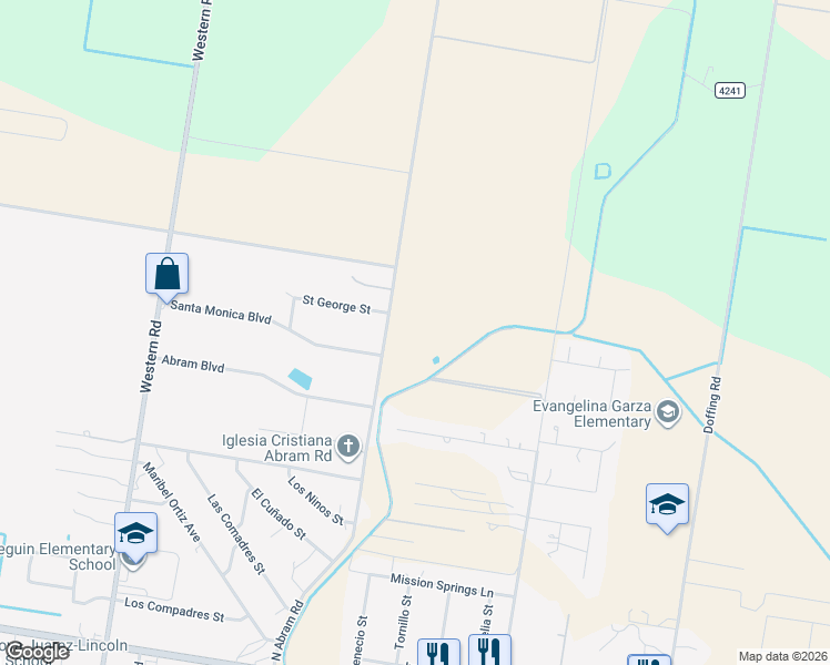 map of restaurants, bars, coffee shops, grocery stores, and more near 9119 Abram Road in Mission