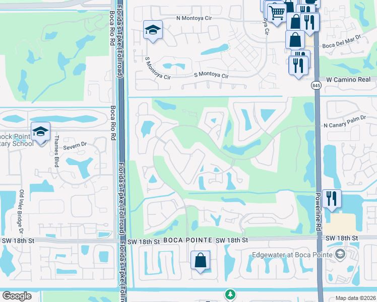 map of restaurants, bars, coffee shops, grocery stores, and more near 7641 La Corniche Circle in Boca Raton