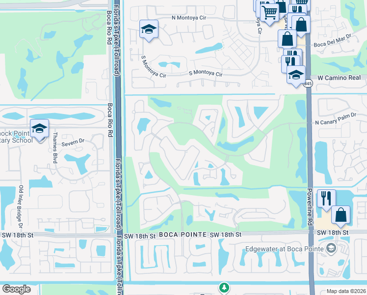 map of restaurants, bars, coffee shops, grocery stores, and more near 7641 La Corniche Circle in Boca Raton