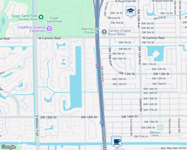 map of restaurants, bars, coffee shops, grocery stores, and more near 1720 Southwest 11th Street in Boca Raton