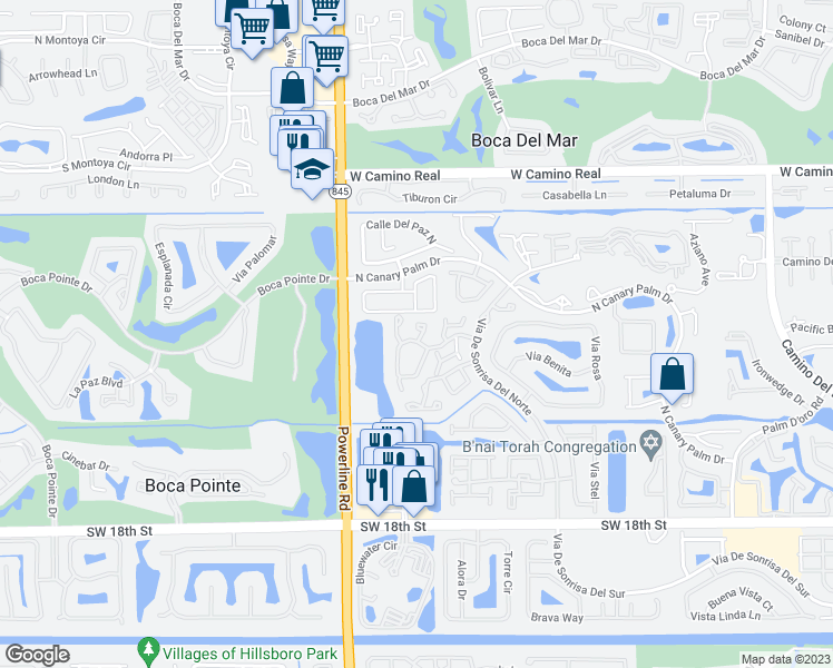 map of restaurants, bars, coffee shops, grocery stores, and more near 6755 Montego Bay Boulevard in Boca Raton