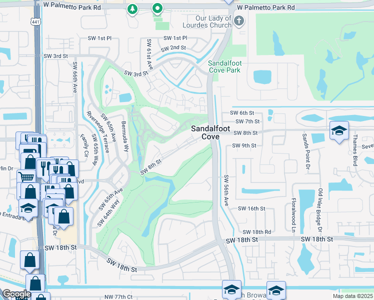 map of restaurants, bars, coffee shops, grocery stores, and more near 9370 Southwest 8th Street in Boca Raton
