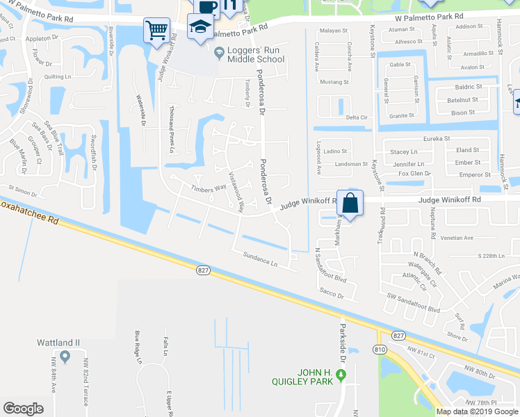 map of restaurants, bars, coffee shops, grocery stores, and more near 22716 Vistawood Way in Boca Raton