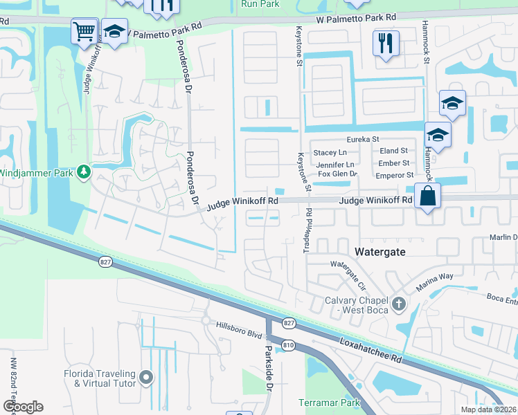 map of restaurants, bars, coffee shops, grocery stores, and more near 11233 Model Circle East in Boca Raton