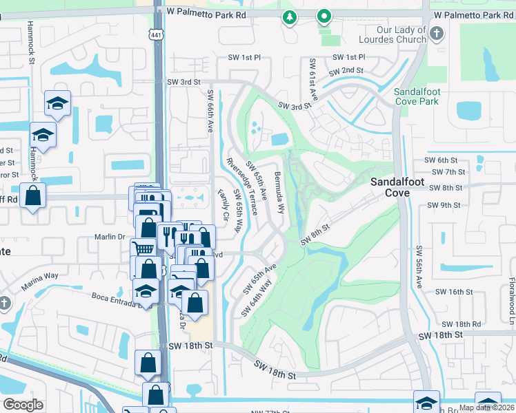 map of restaurants, bars, coffee shops, grocery stores, and more near 22717 Southwest 65th Terrace in Boca Raton