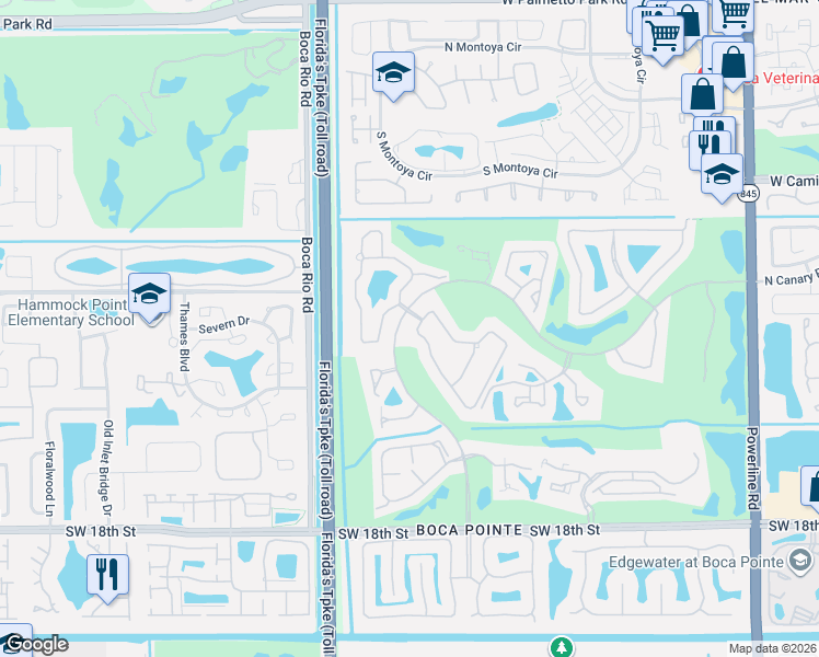 map of restaurants, bars, coffee shops, grocery stores, and more near 7795 La Corniche Circle in Boca Raton