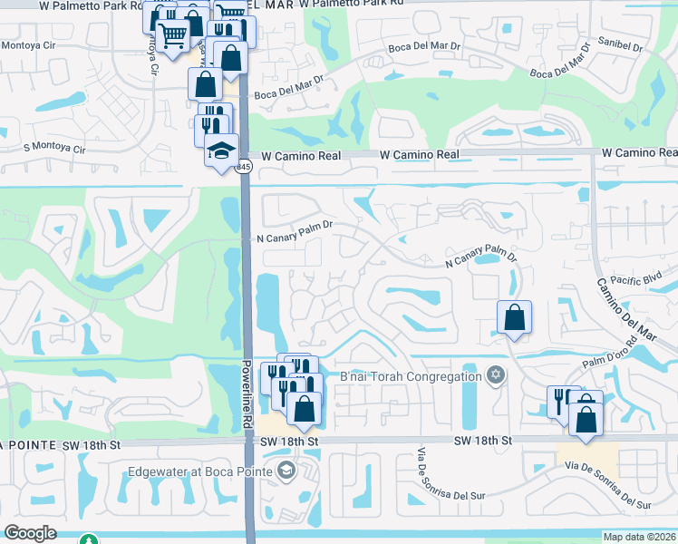 map of restaurants, bars, coffee shops, grocery stores, and more near 6687 Montego Bay Boulevard in Boca Raton