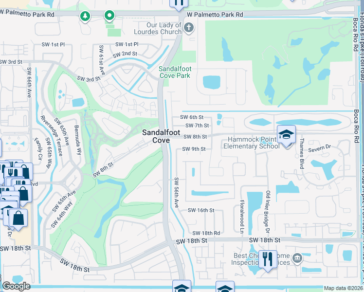 map of restaurants, bars, coffee shops, grocery stores, and more near 8995 Southwest 9th Street in Boca Raton