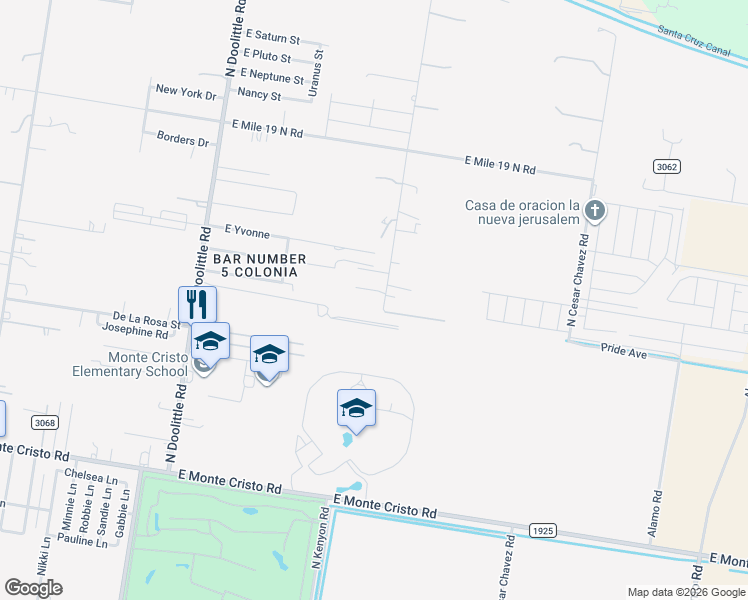 map of restaurants, bars, coffee shops, grocery stores, and more near 4205 North Kenyon Road in Edinburg