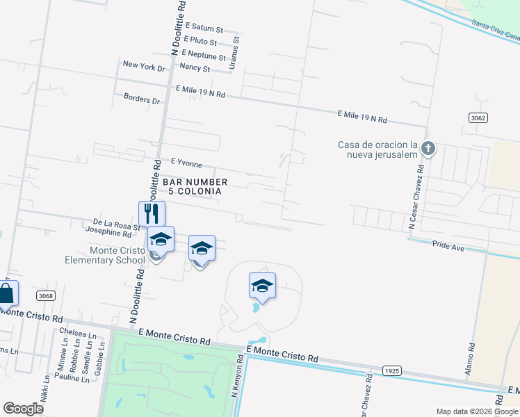map of restaurants, bars, coffee shops, grocery stores, and more near 4205 North Kenyon Road in Edinburg