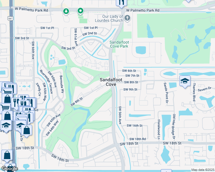 map of restaurants, bars, coffee shops, grocery stores, and more near 22597-22835 Lyons Road in Boca Raton