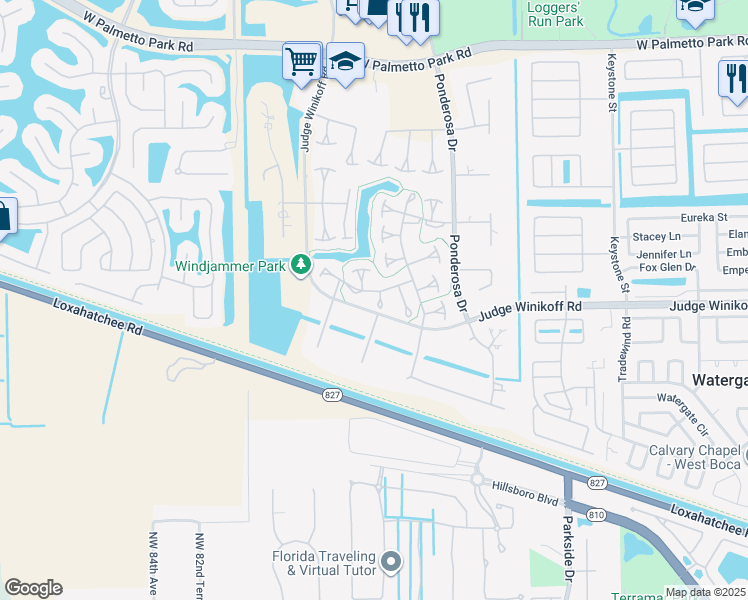 map of restaurants, bars, coffee shops, grocery stores, and more near 11694 Timbers Way in Boca Raton