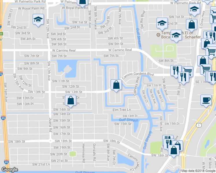 map of restaurants, bars, coffee shops, grocery stores, and more near 1223 Pepperridge Terrace in Boca Raton