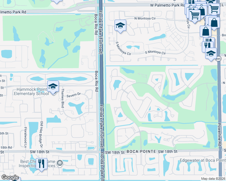 map of restaurants, bars, coffee shops, grocery stores, and more near 22696 Meridiana Drive in Boca Raton