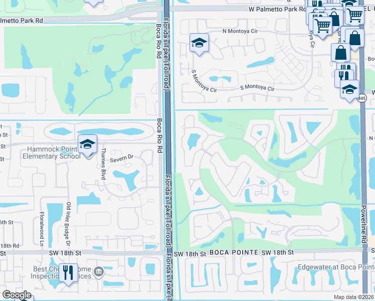 map of restaurants, bars, coffee shops, grocery stores, and more near 22696 Meridiana Drive in Boca Raton