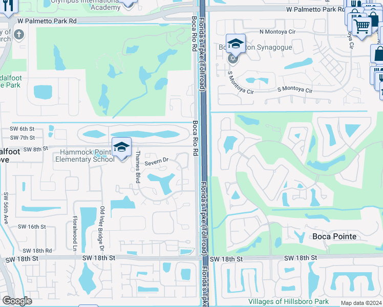 map of restaurants, bars, coffee shops, grocery stores, and more near 8556 Boca Rio Drive in Boca Raton