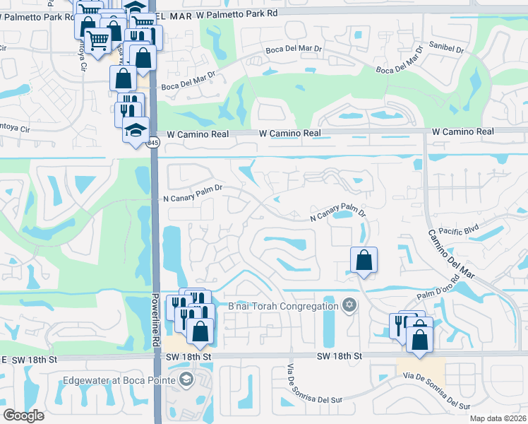map of restaurants, bars, coffee shops, grocery stores, and more near 6531 Parkview Drive in Boca Raton