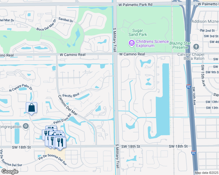 map of restaurants, bars, coffee shops, grocery stores, and more near 5560 Pacific Boulevard in Boca Raton