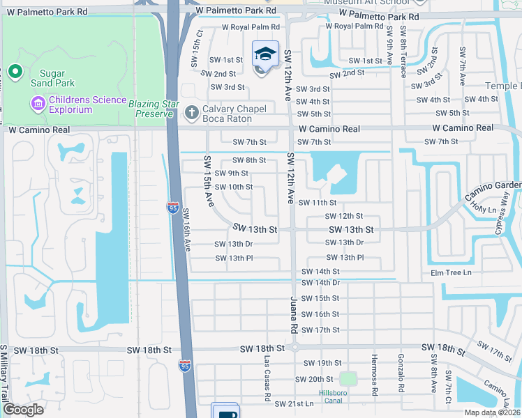 map of restaurants, bars, coffee shops, grocery stores, and more near 1103 Southwest 12th Terrace in Boca Raton