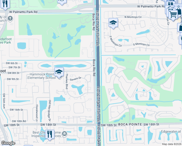 map of restaurants, bars, coffee shops, grocery stores, and more near 8556 Boca Rio Drive in Boca Raton