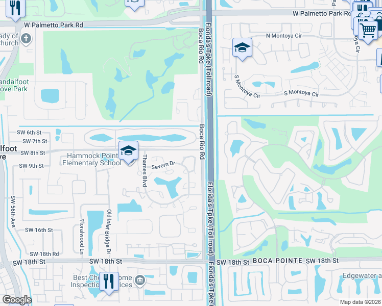 map of restaurants, bars, coffee shops, grocery stores, and more near 8556 Boca Rio Drive in Boca Raton