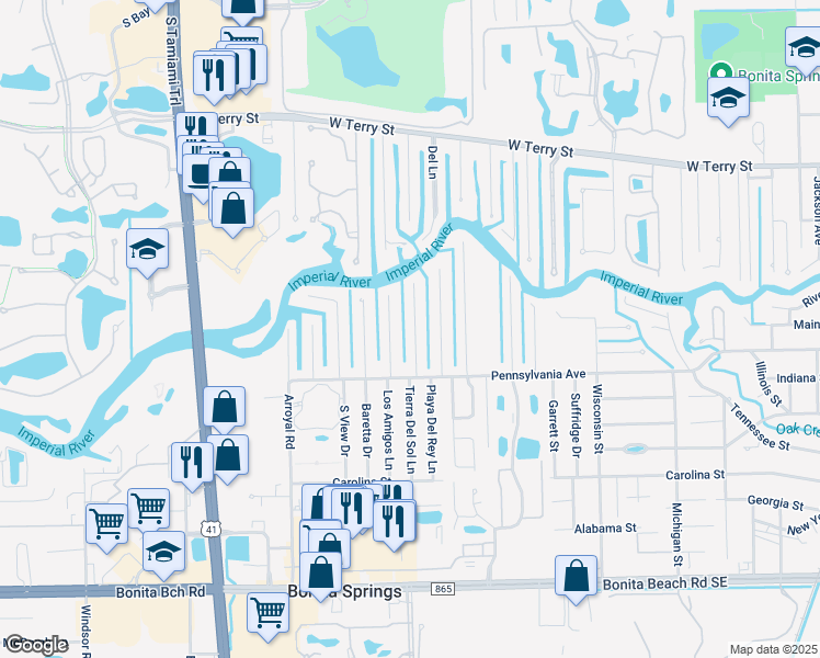 map of restaurants, bars, coffee shops, grocery stores, and more near 27275 Jolly Roger Lane in Bonita Springs