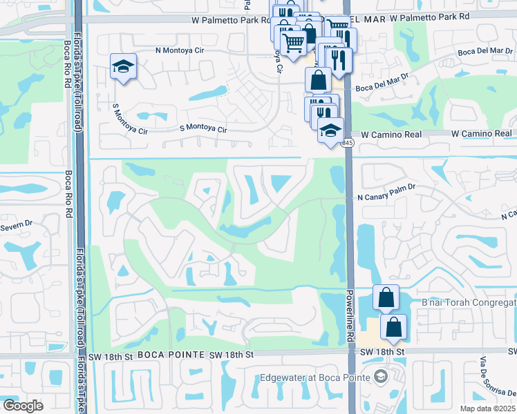 map of restaurants, bars, coffee shops, grocery stores, and more near 22575 Esplanada Circle in Boca Raton