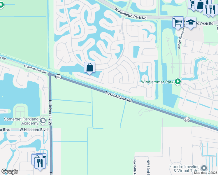 map of restaurants, bars, coffee shops, grocery stores, and more near 22592 Blue Fin Trail in Boca Raton