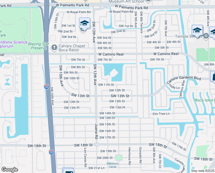 map of restaurants, bars, coffee shops, grocery stores, and more near 1140 Southwest 11th Street in Boca Raton
