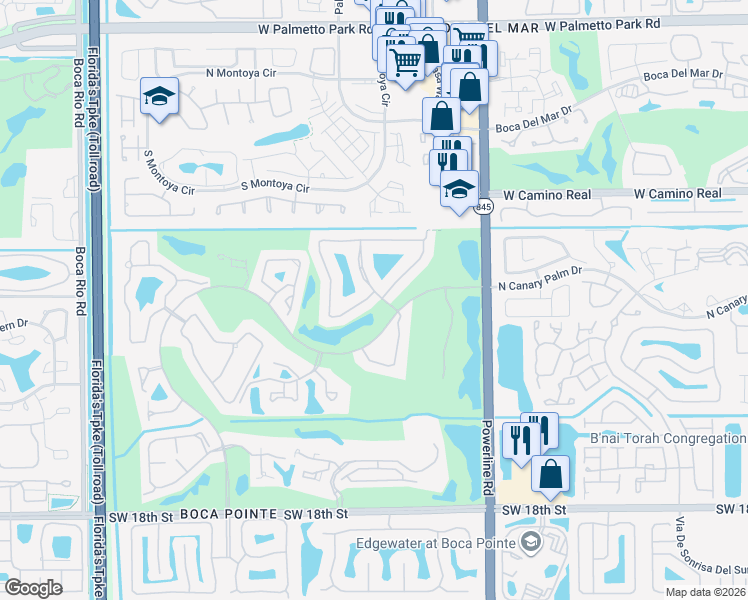 map of restaurants, bars, coffee shops, grocery stores, and more near 22498 Esplanada Circle in Boca Raton