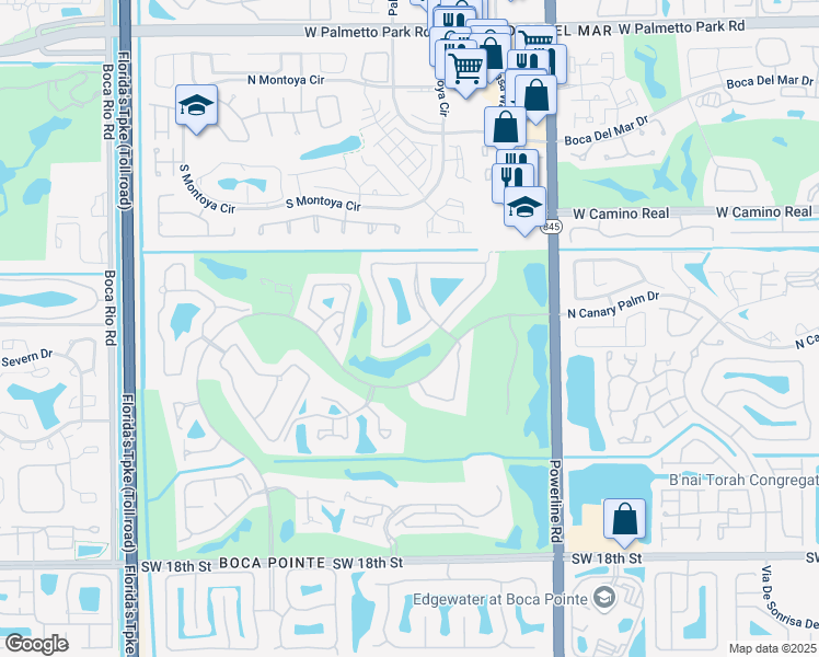 map of restaurants, bars, coffee shops, grocery stores, and more near 22575 Esplanada Circle in Boca Raton