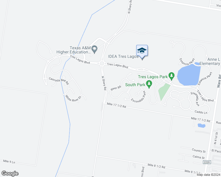 map of restaurants, bars, coffee shops, grocery stores, and more near 5712 River Road in McAllen