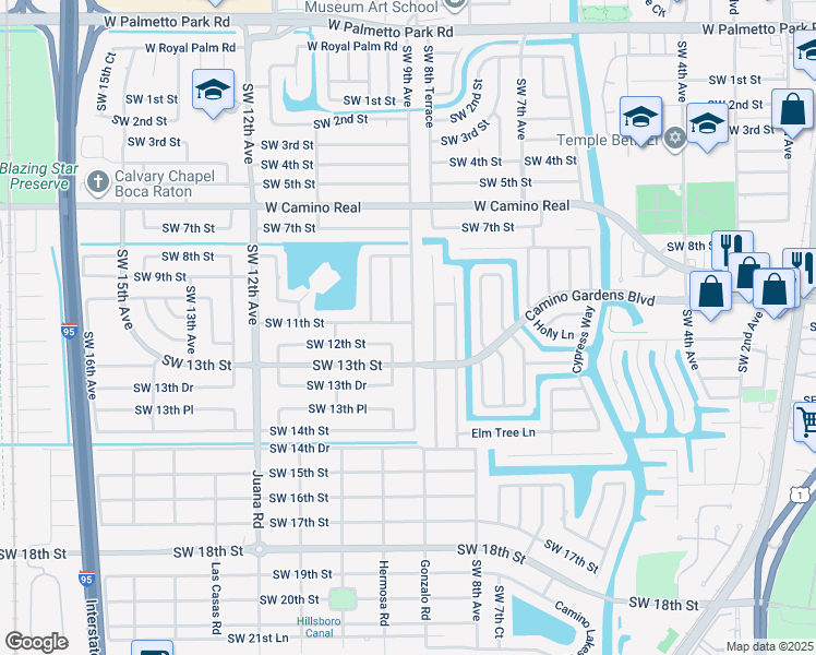 map of restaurants, bars, coffee shops, grocery stores, and more near 1101 Southwest 9th Avenue in Boca Raton