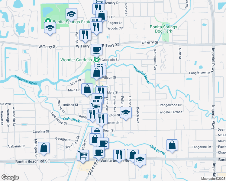 map of restaurants, bars, coffee shops, grocery stores, and more near 10641 Childers St in Bonita Springs
