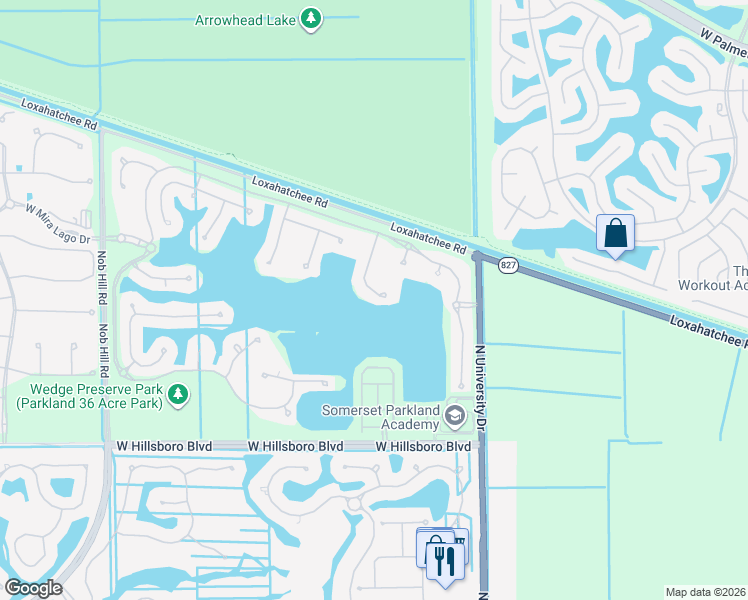 map of restaurants, bars, coffee shops, grocery stores, and more near 8681 Waterview Terrace in Coral Springs