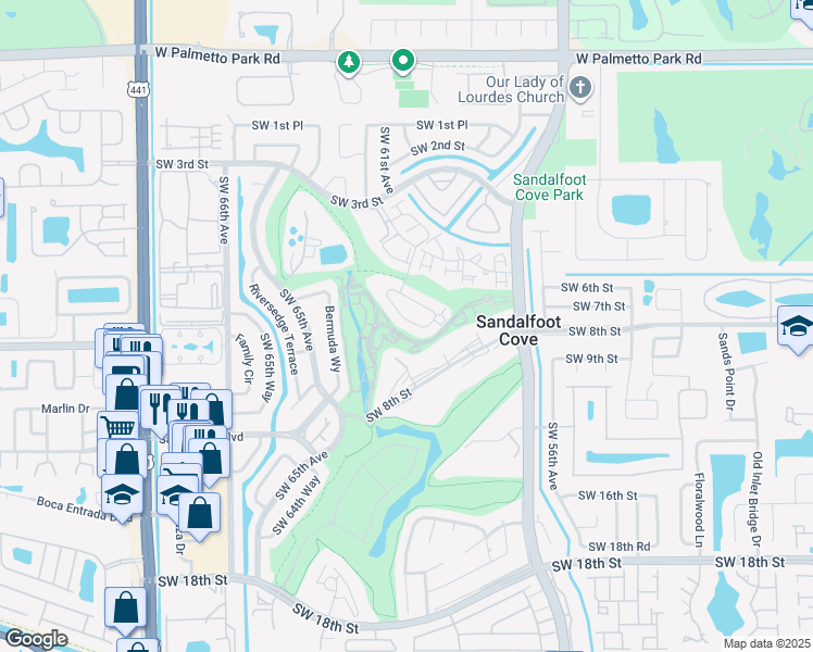 map of restaurants, bars, coffee shops, grocery stores, and more near 9380 Southwest 61st Way in Boca Raton