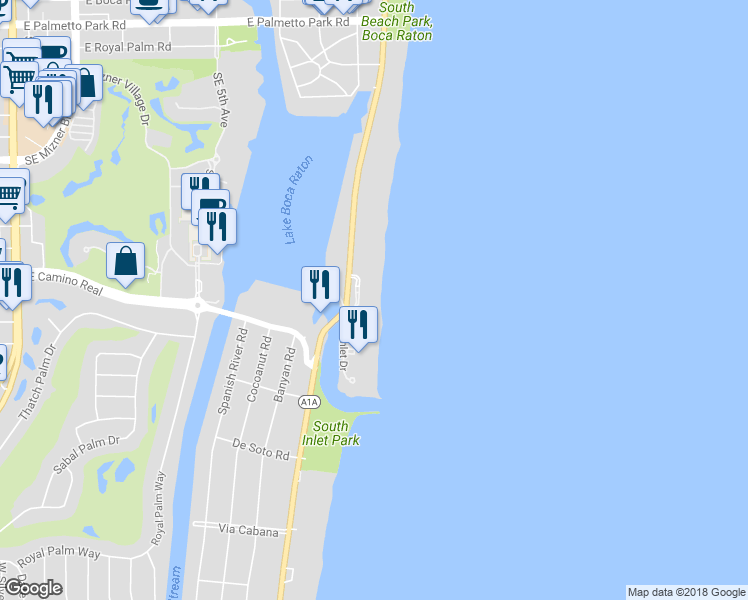 map of restaurants, bars, coffee shops, grocery stores, and more near 800 Ocean Blvd in Boca Raton