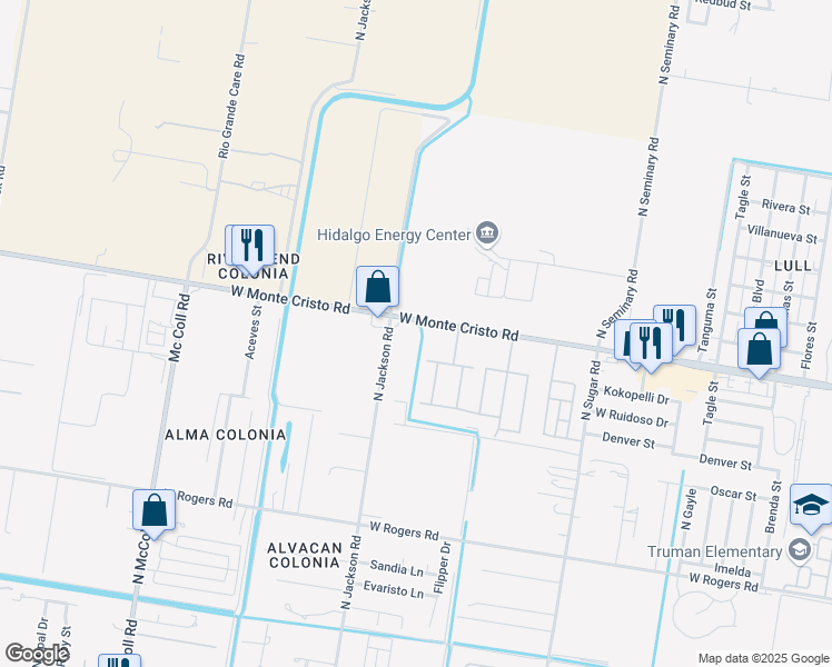 map of restaurants, bars, coffee shops, grocery stores, and more near 2102 West Monte Cristo Road in Edinburg