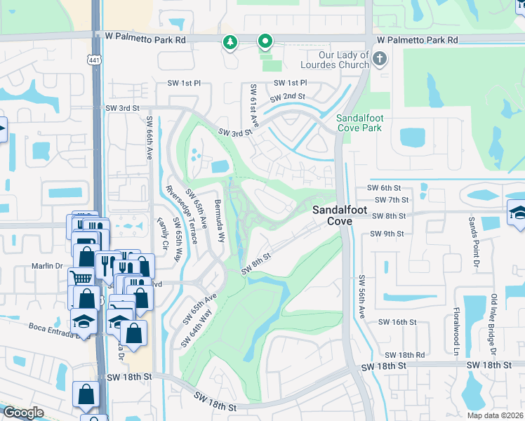 map of restaurants, bars, coffee shops, grocery stores, and more near 9380 Southwest 61st Way in Boca Raton