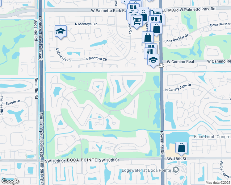 map of restaurants, bars, coffee shops, grocery stores, and more near 22575 Esplanada Circle in Boca Raton