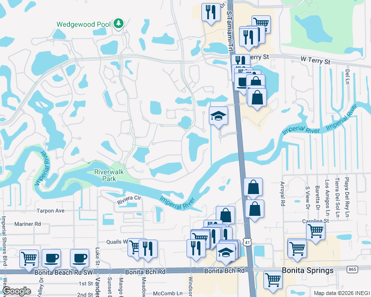 map of restaurants, bars, coffee shops, grocery stores, and more near 27441 Country Club Drive in Bonita Springs